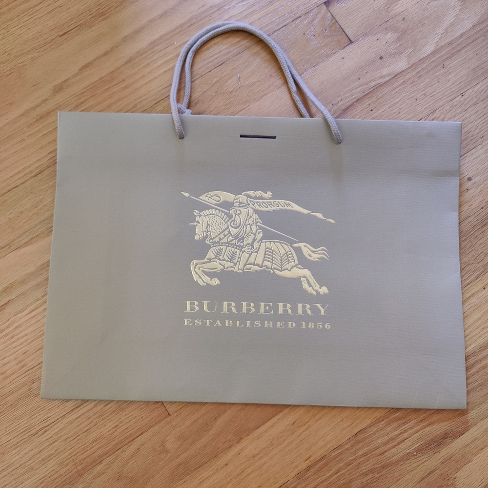 BURBERRY large, gold embossed, shopping bag